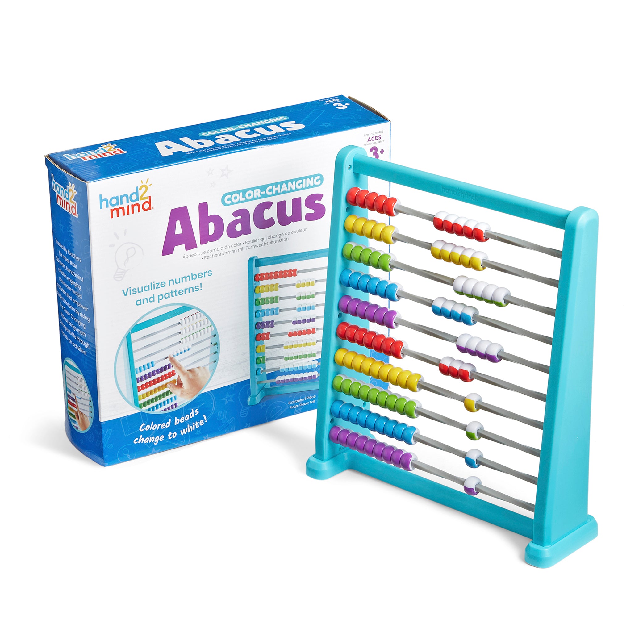 Learning Resources Colour-Changing Abacus, Interactive Math Tool for Kids, Visual Counting, Addition, and Subtraction, Durable Plastic Frame, Includes Activity Guide, Ages 3+