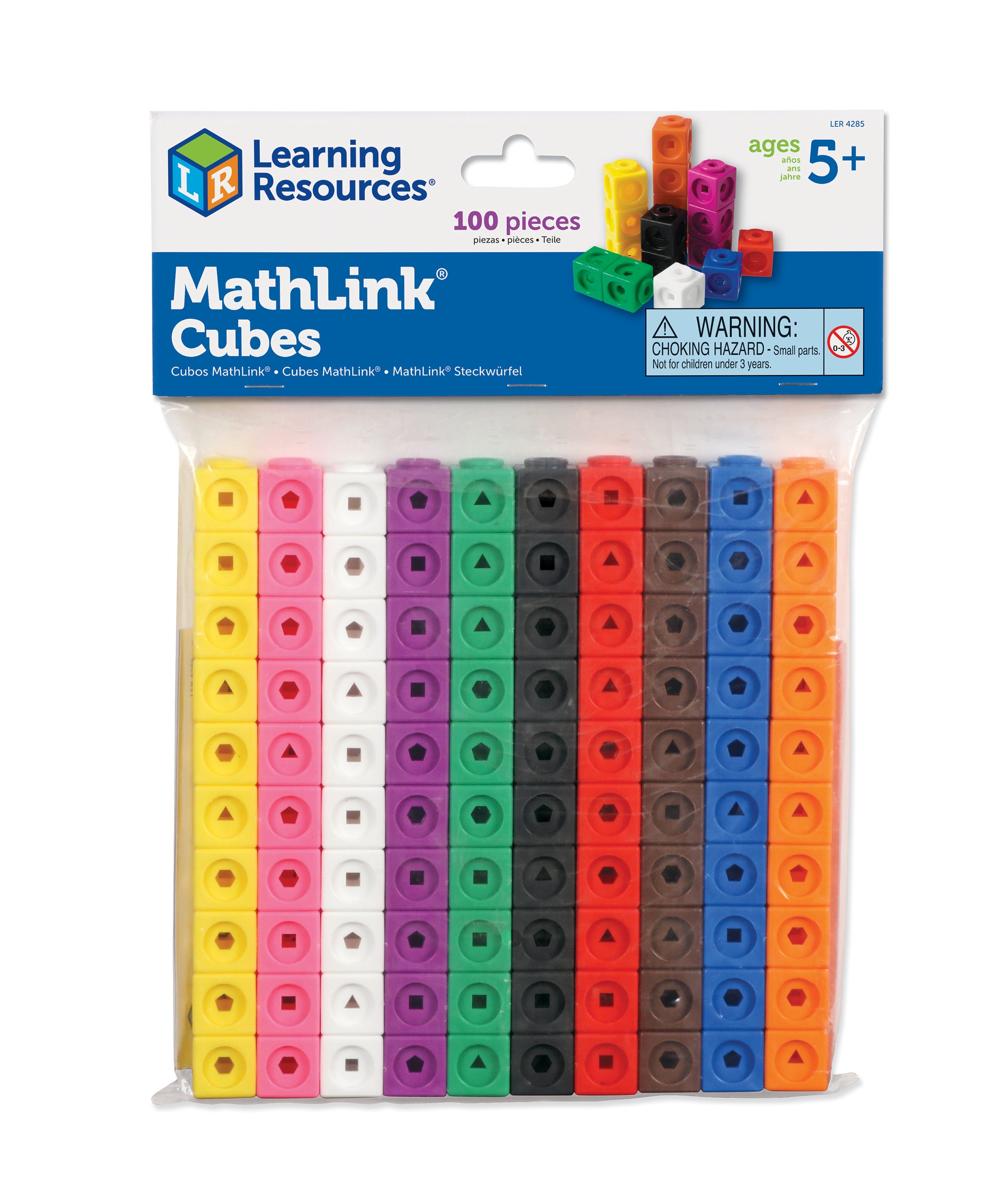 Learning Resources MathLink Cubes, Set of 100, Ages 5+, Hands-On STEM Math Learning for Counting, Sorting & Patterns