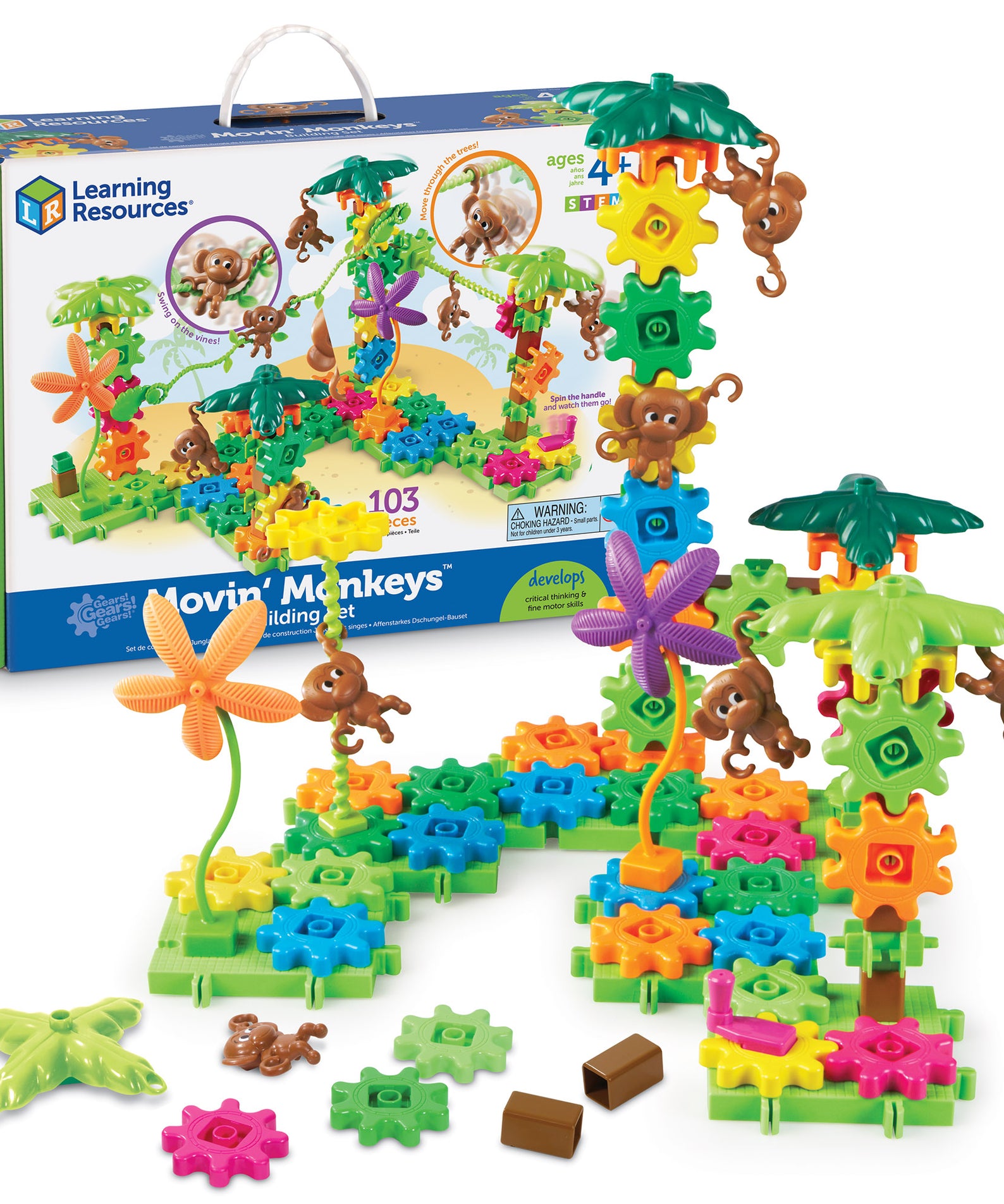 Learning Resources Gears! Gears! Gears! Movin Monkeys Building Set, Jungle-Themed Creative Play