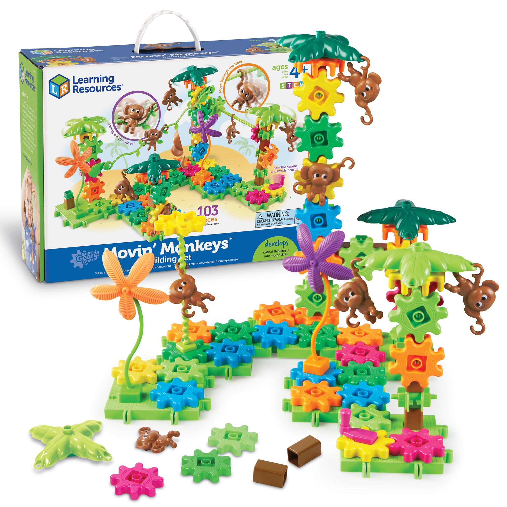 Learning Resources Gears! Gears! Gears! Movin Monkeys Building Set, Jungle-Themed Creative Play