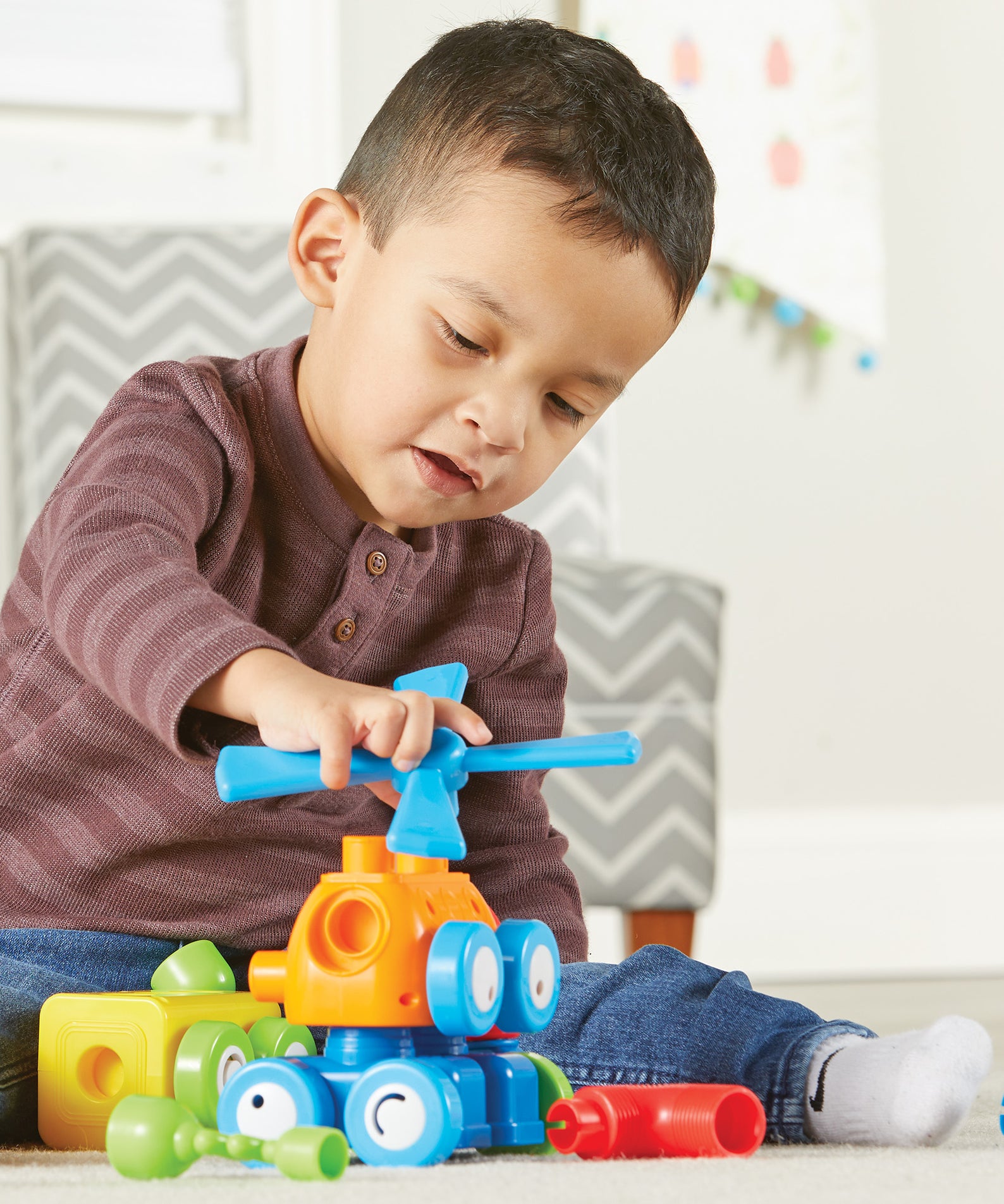 Learning Resources 1-2-3 Build It! Robot Factory, STEM Building Toy for Kids, Mix-and-Match Robot Pieces, Ages 2+