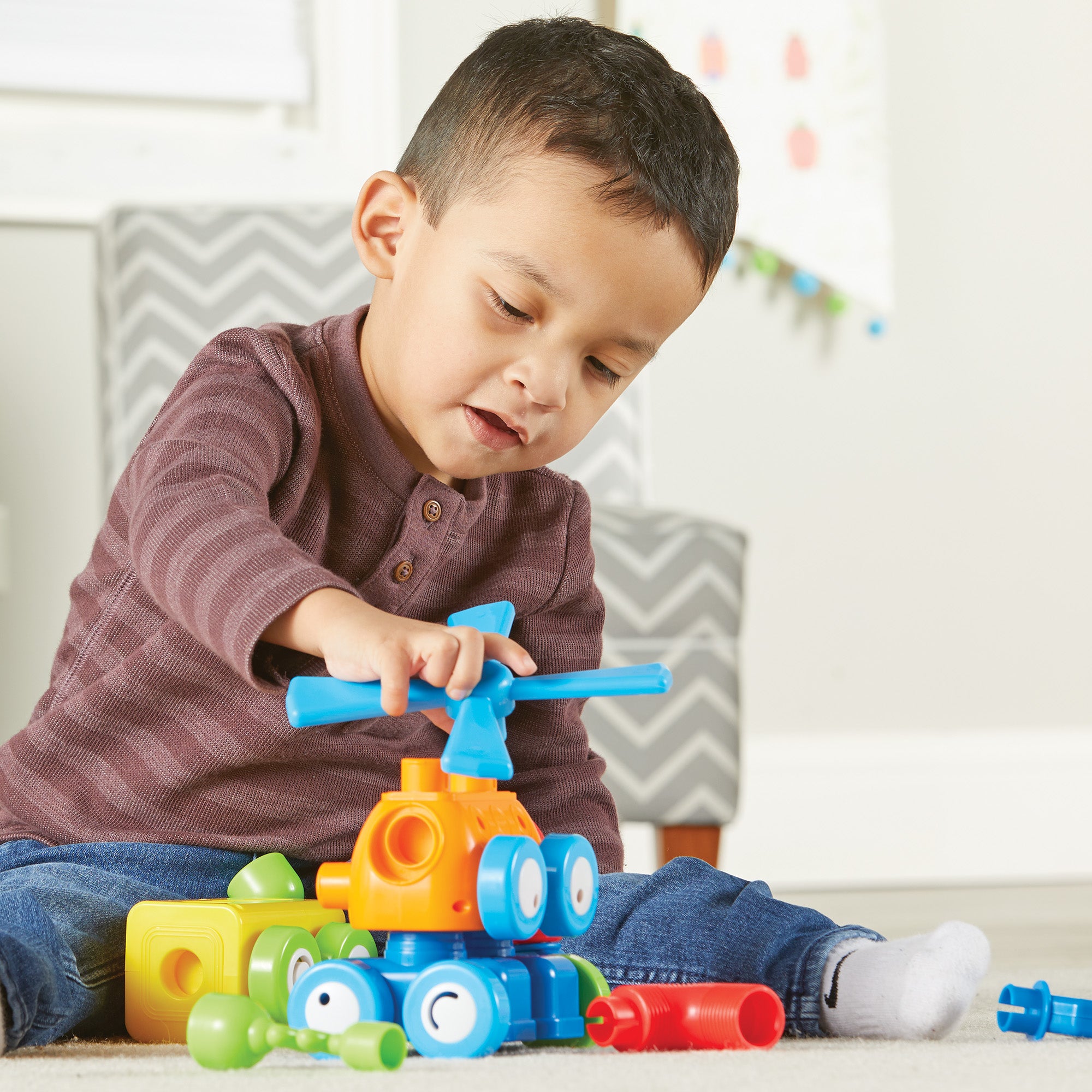 Learning Resources 1-2-3 Build It! Robot Factory, STEM Building Toy for Kids, Mix-and-Match Robot Pieces, Ages 2+