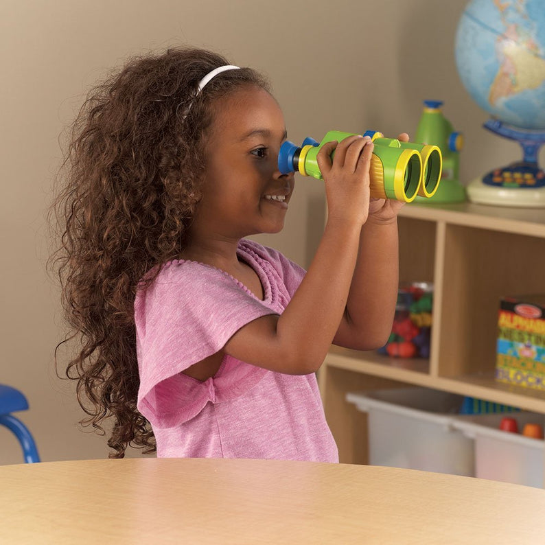 Learning Resources Primary Science Big View Binoculars, 6x Magnification, Easy-Turn Focusing Wheel, Durable Plastic Design with Breakaway Lanyard, Perfect for Outdoor Exploration, Ages 3+