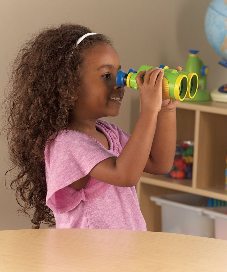Learning Resources Primary Science Big View Binoculars, 6x Magnification, Easy-Turn Focusing Wheel, Durable Plastic Design with Breakaway Lanyard, Perfect for Outdoor Exploration, Ages 3+