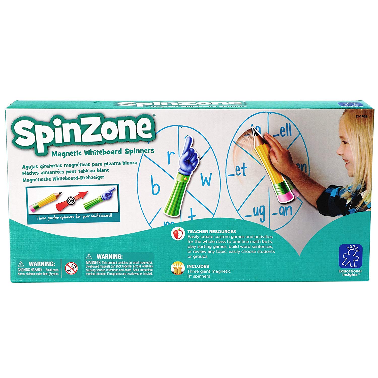 Learning Resources SpinZone Magnetic Front of Class Whiteboard Spinners, Set of 3 Customisable Magnetic Spinners for Whiteboards, Educational Resource for Ages 4+