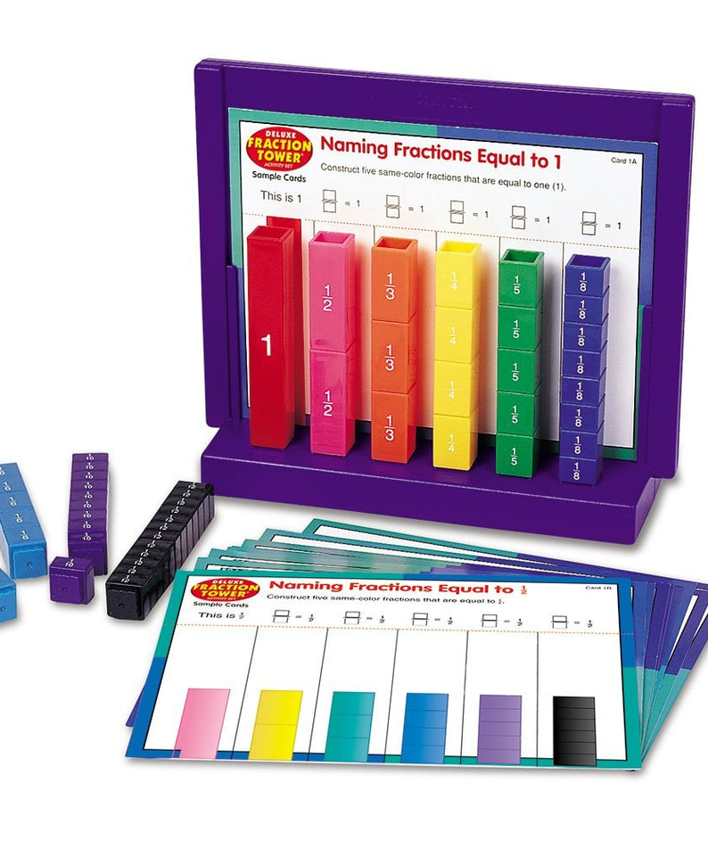 Learning Resources Deluxe Fraction Tower Activity Set, Colour-Coded Snap Cubes & Activity Cards, Hands-On Maths for Ages 6+