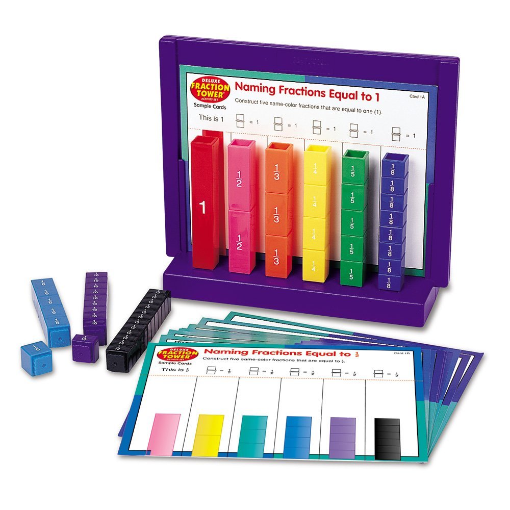 Learning Resources Deluxe Fraction Tower Activity Set, Colour-Coded Snap Cubes & Activity Cards, Hands-On Maths for Ages 6+