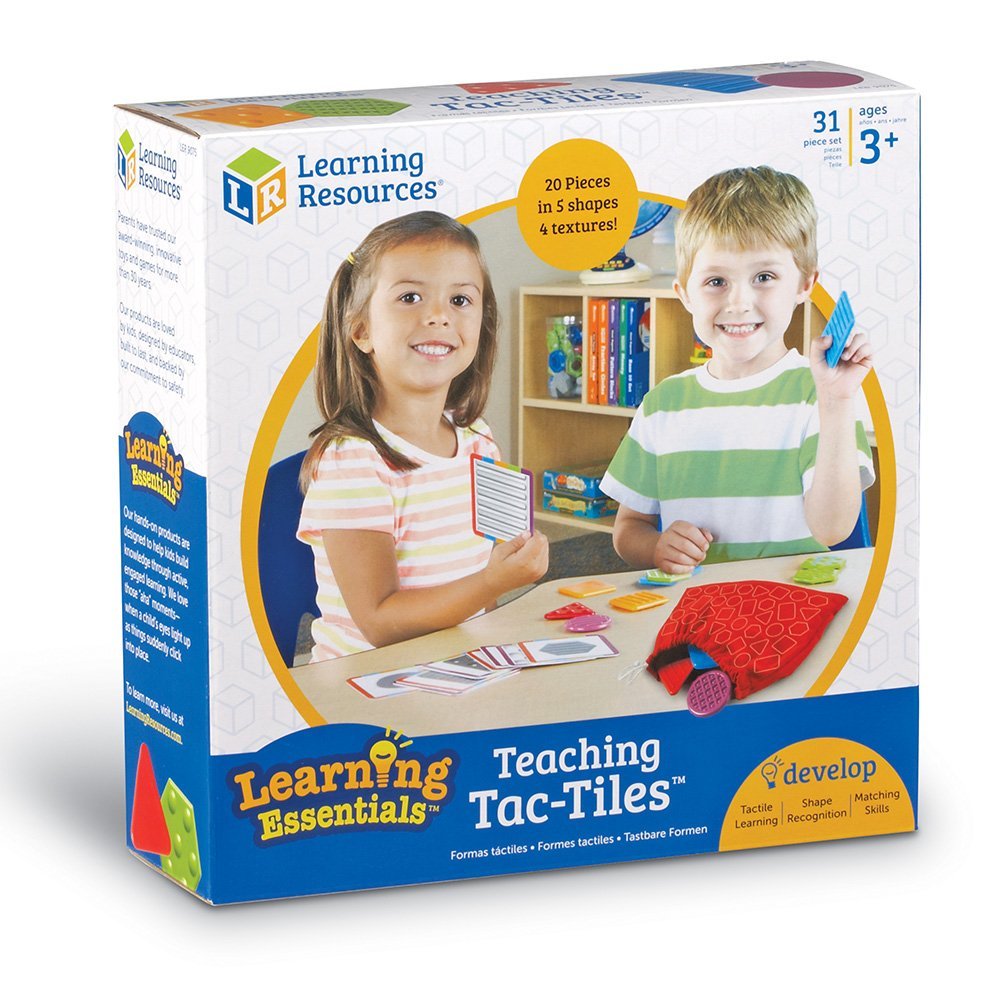 Learning Resources Teaching Tac-Tiles LER 9075, Tactile Learning Set for Early Development, Includes 20 Pieces, 10 Activity Cards, and Feely Bag for Sensory Play