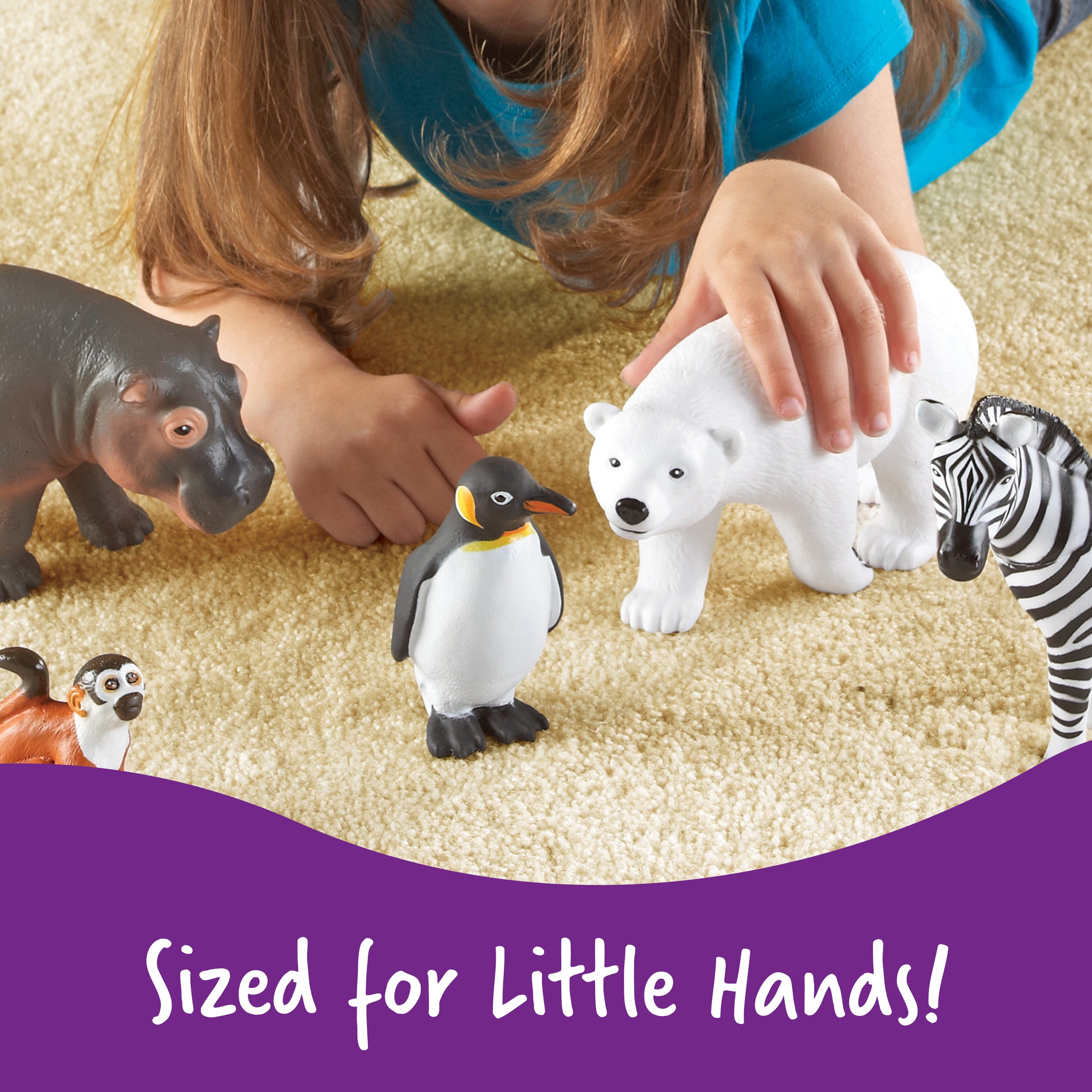 Learning Resources Jumbo Zoo Animals, Set of 5 Large Plastic Animals, Durable Pretend Play Figures, Ideal for Toddlers and Preschoolers, Includes Storage Box, Ages 3+