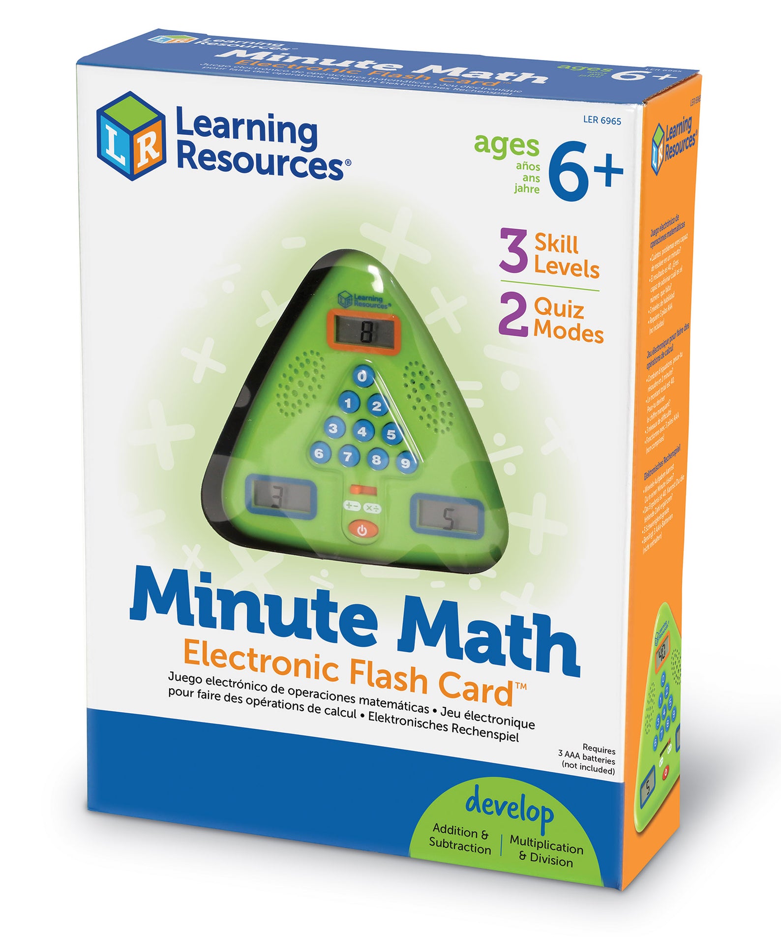Learning Resources Handheld Minute Math Electronic Flash Card, Interactive Math Game for Kids, Ages 6+
