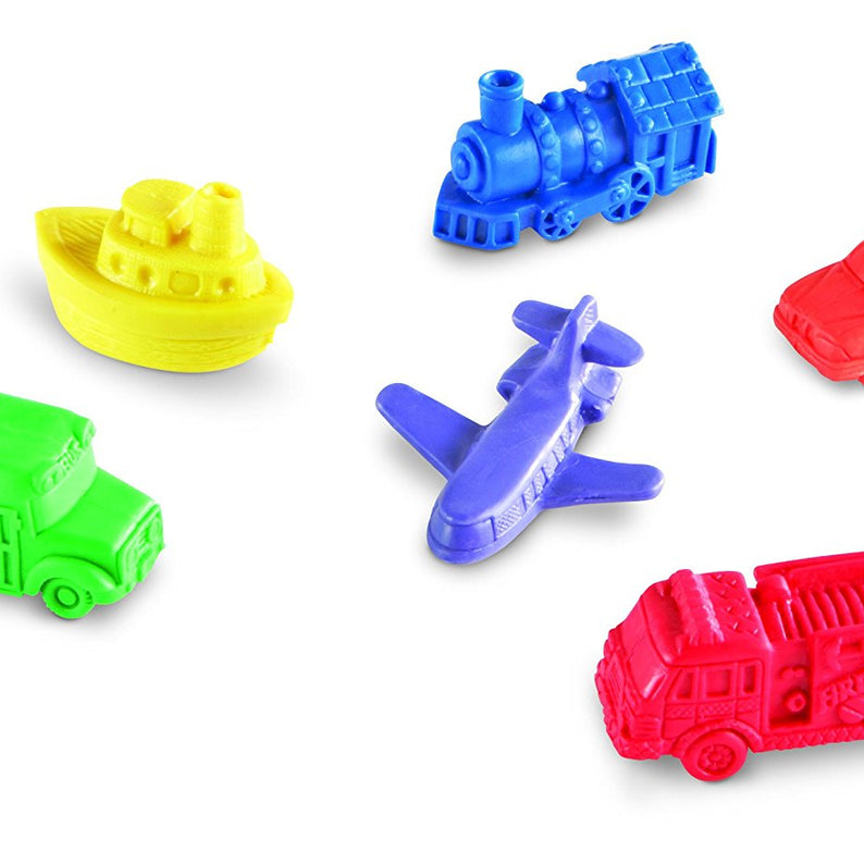 Learning Resources Mini Motors Counters, 72-Piece Set of Vehicle Counters for Counting, Sorting, and Imaginative Play, Includes Storage Tub, Ages 3 Plus