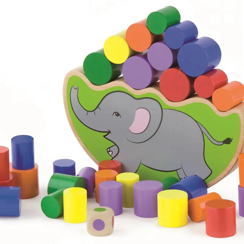 VIGA Wooden Elephant Balancing Game – Montessori Stacking Toy for Toddlers