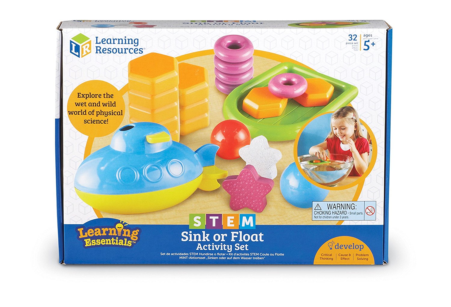 Learning Resources STEM, Sink or Float Activity Set, Hands-On Science Experiment Kit for Kids, Early Physics & Buoyancy Learning, Includes 10 Activity Cards & Multilingual Guide, Ages 5+