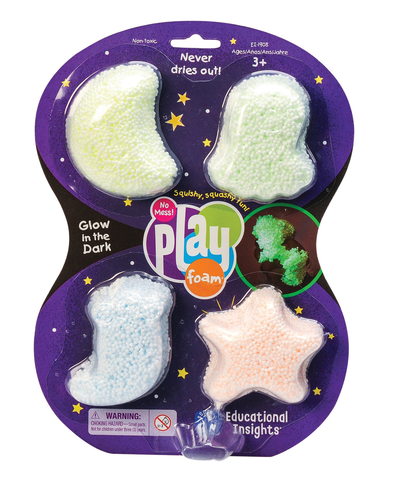 Learning Resources Playfoam Glow-in-the-Dark 4-Pack, Mess-Free Sensory Play Foam, Never Dries Out, Glows in the Dark for Creative Fun