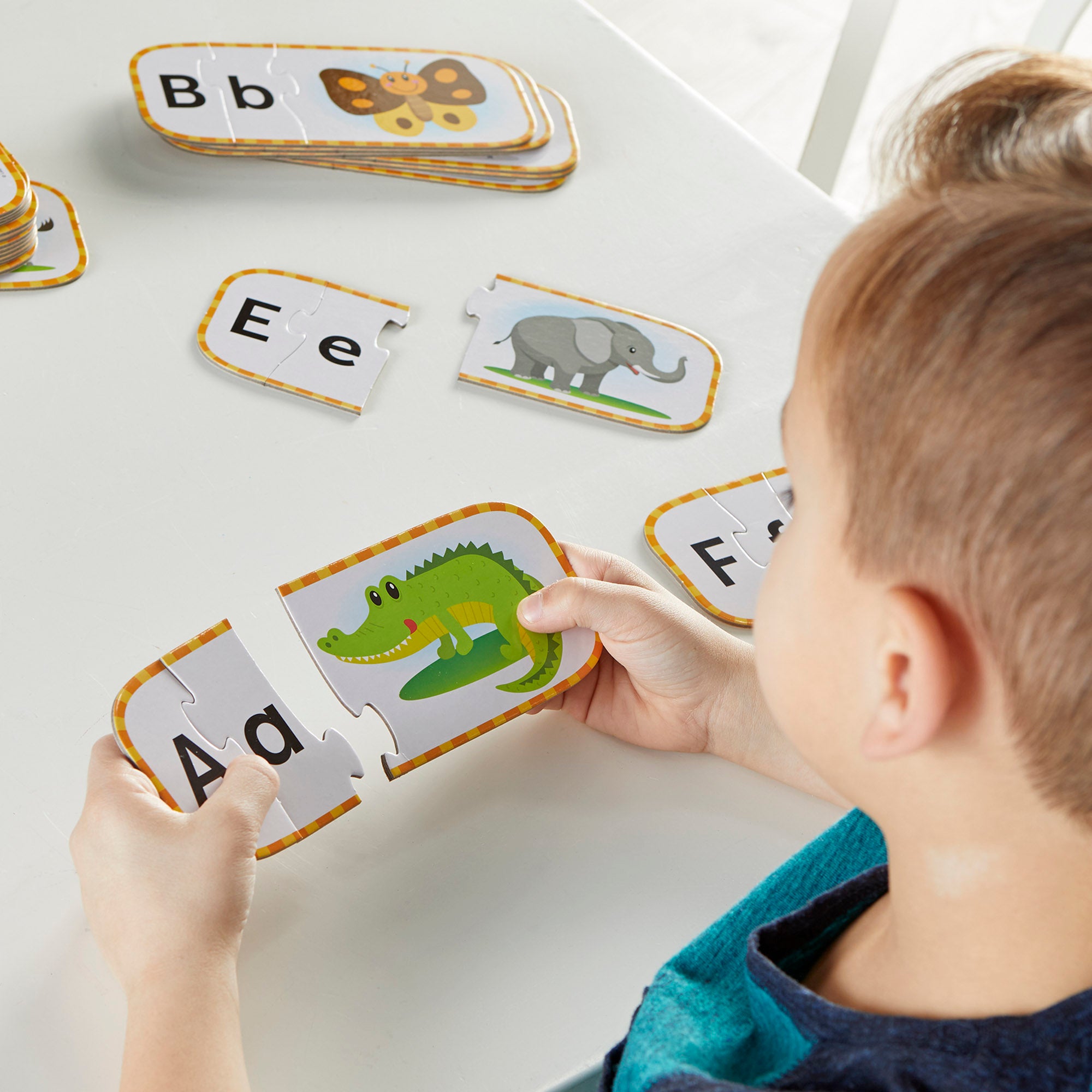 Learning Resources Upper and Lowercase Alphabet Puzzle Cards, 26 Self-Correcting Three-Piece Puzzles for Preschool Learning, Ages 4 Plus