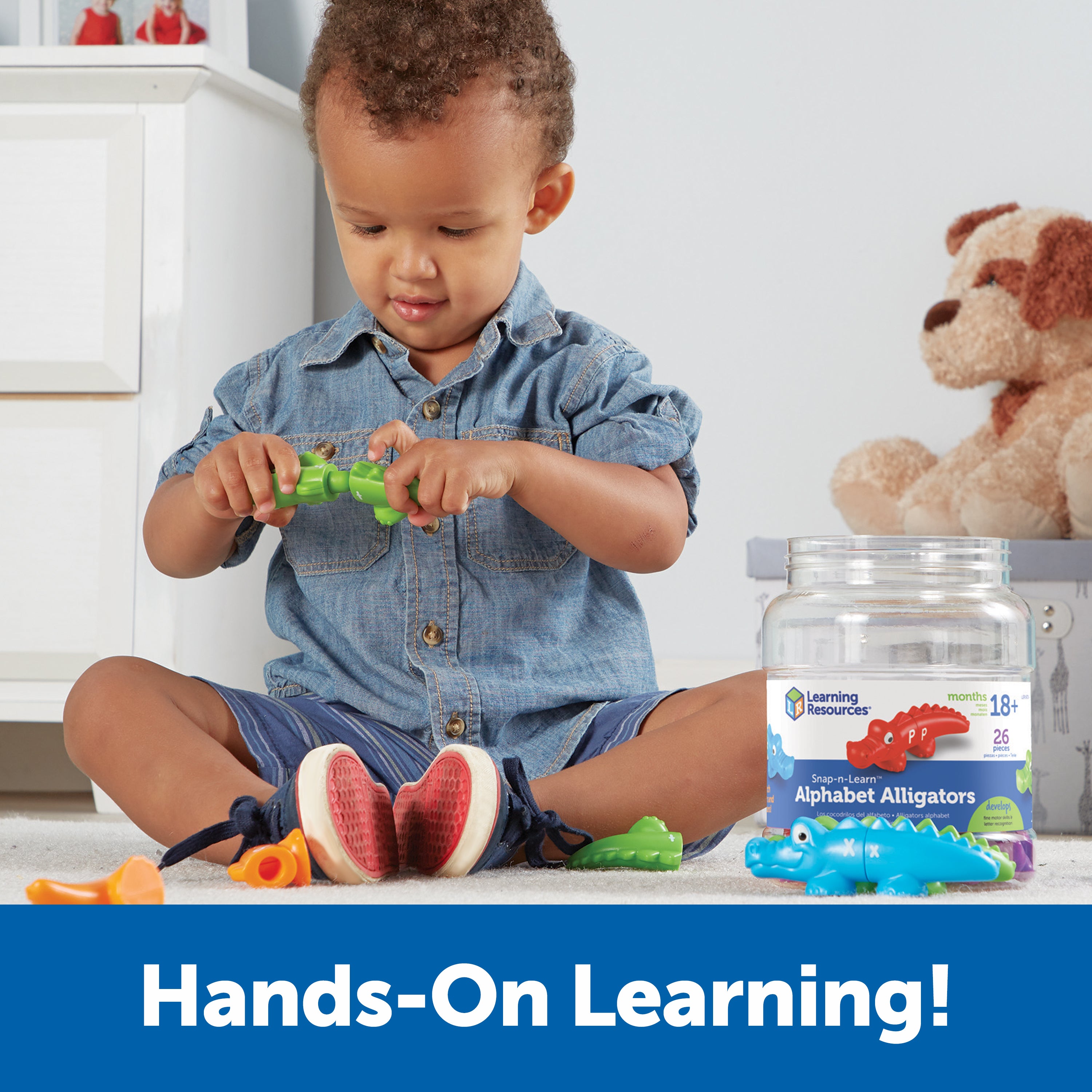 Learning Resources Snap-n-Learn Alphabet Gators, Uppercase and Lowercase Matching Toy, Fine Motor Skills and Letter Recognition, Ages 2+