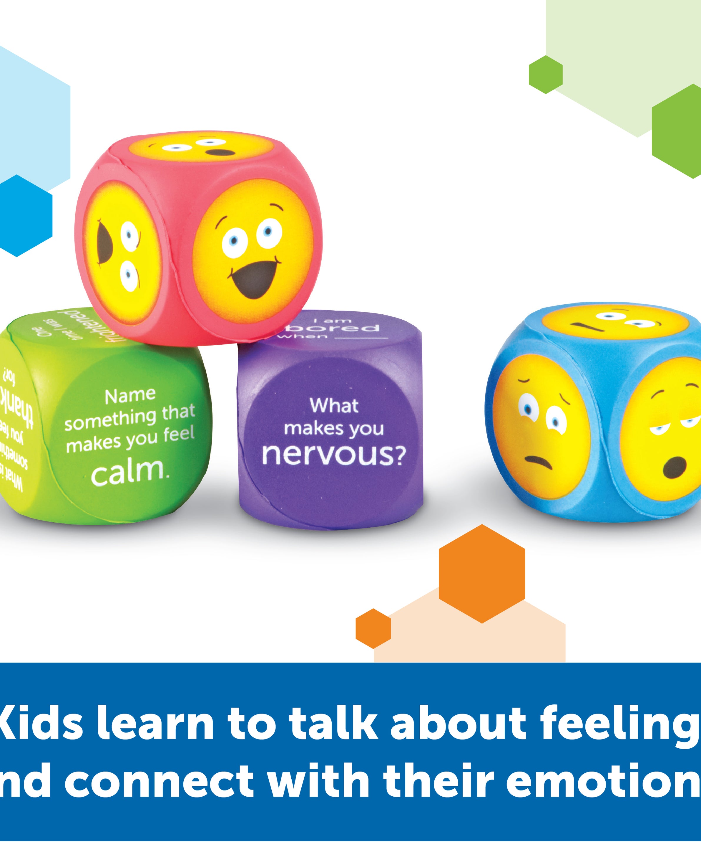 Learning Resources Soft Foam Emoji Cubes, Set of 4, Teaching Emotional Awareness and Recognition, Ideal for Kids Aged 3+