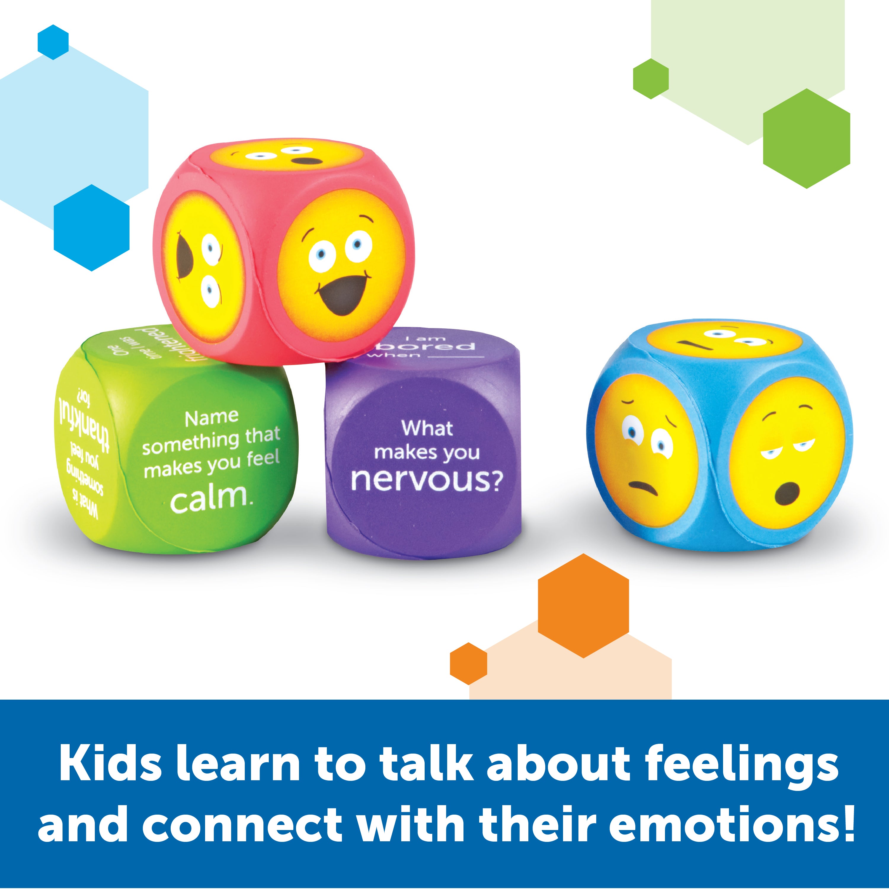 Learning Resources Soft Foam Emoji Cubes, Set of 4, Teaching Emotional Awareness and Recognition, Ideal for Kids Aged 3+
