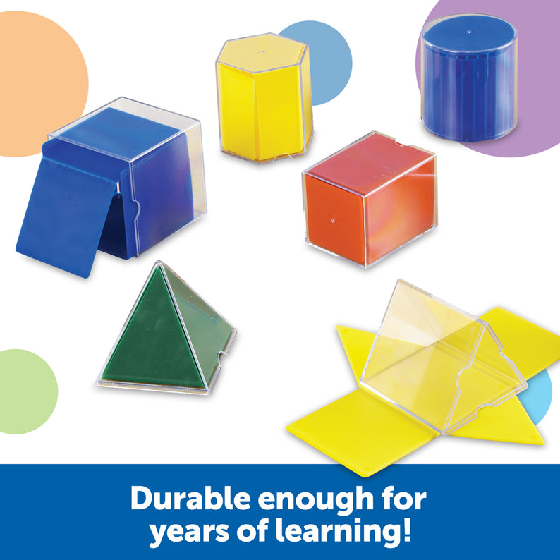 Learning Resources Folding Geometric Shapes, Set of 8, Ages 7+, Hands-On 3D Math Learning for Shapes & Symmetry - Quick Learning
