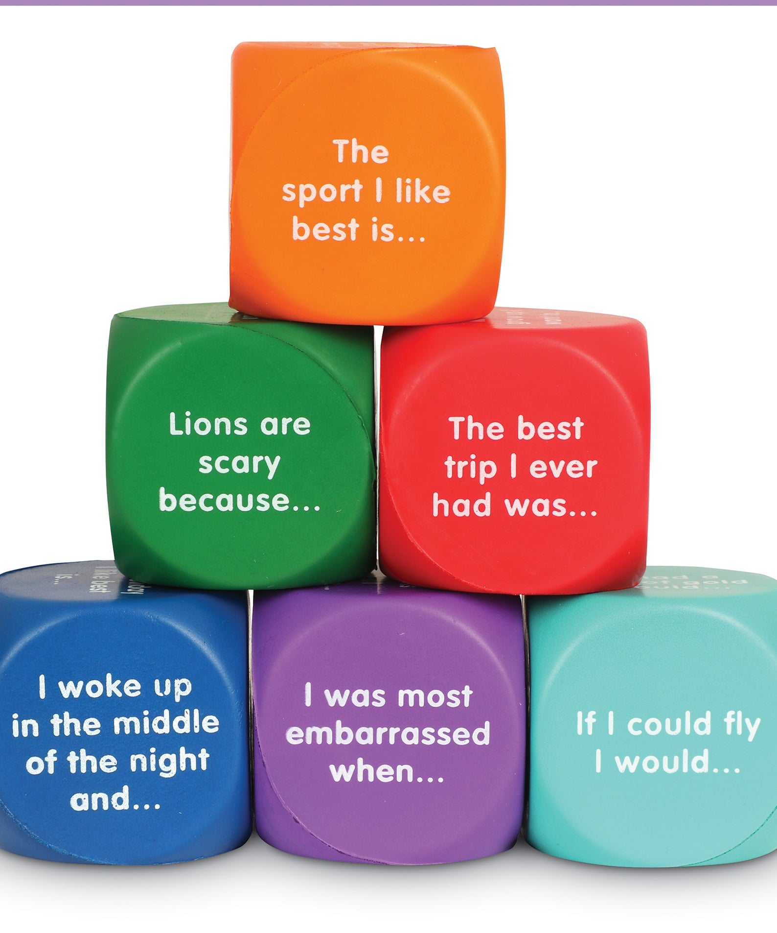 Learning Resources Writing Prompt Cubes, Creative Storytelling & Writing Activity for Kids, Set of 6 Foam Dice with 36 Prompts, Encourages Imaginative Thinking & Literacy Skills