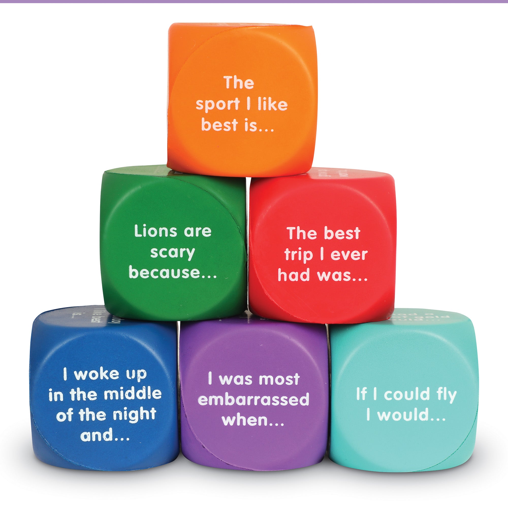 Learning Resources Writing Prompt Cubes, Creative Storytelling & Writing Activity for Kids, Set of 6 Foam Dice with 36 Prompts, Encourages Imaginative Thinking & Literacy Skills