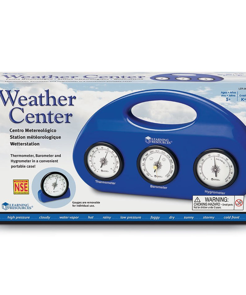 Learning Resources Weather Center Kit, 3-in-1 Weather Science Tool Set for Kids, Barometer, Hygrometer, Thermometer, Hands-On Meteorology, Ages 5+, Includes Activity Guide