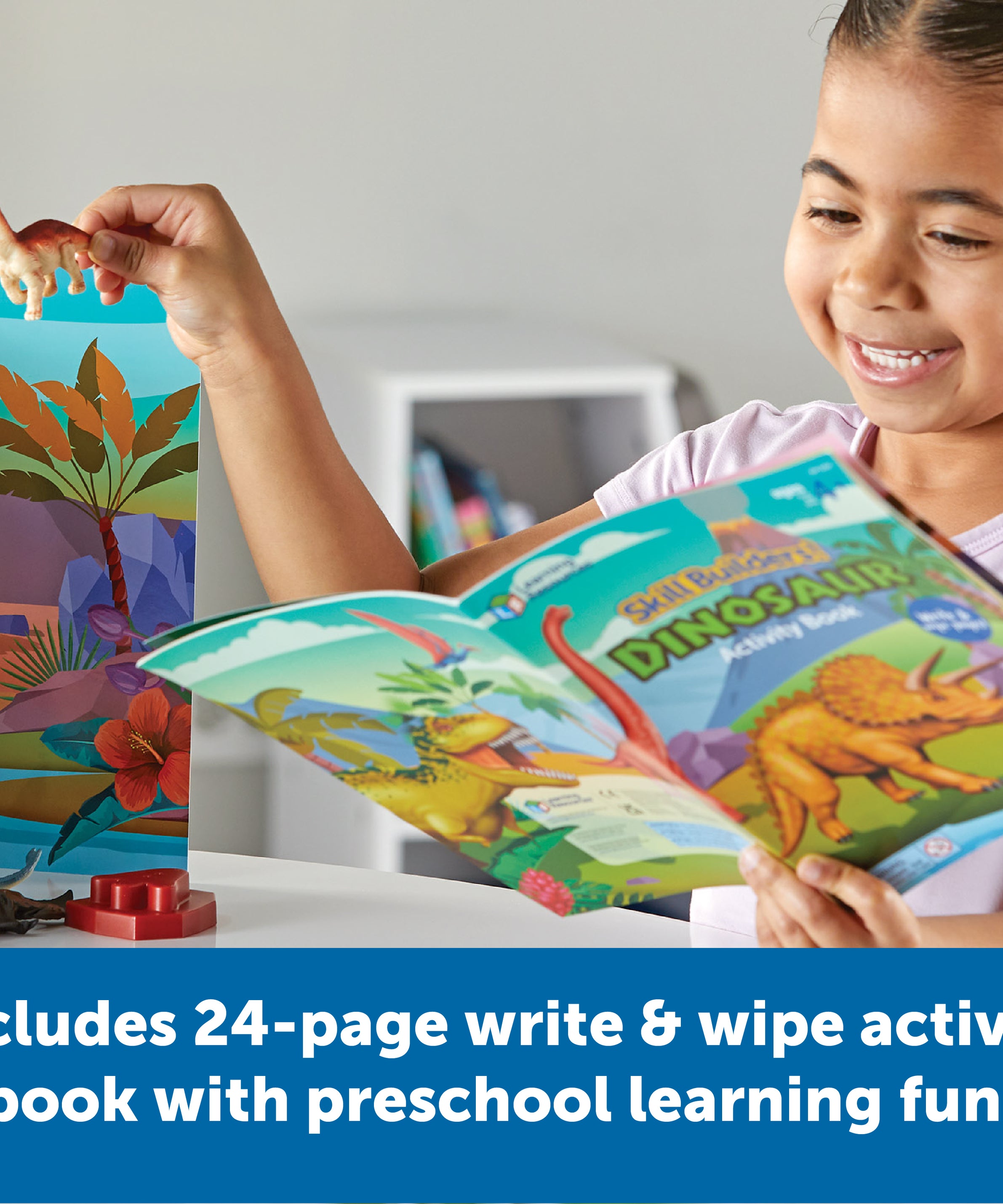 Learning Resources Skill Builders! Dinosaurs, Preschool Dinosaur Learning Set with Fossils, Puzzles, and Activity Book, Ages 4+