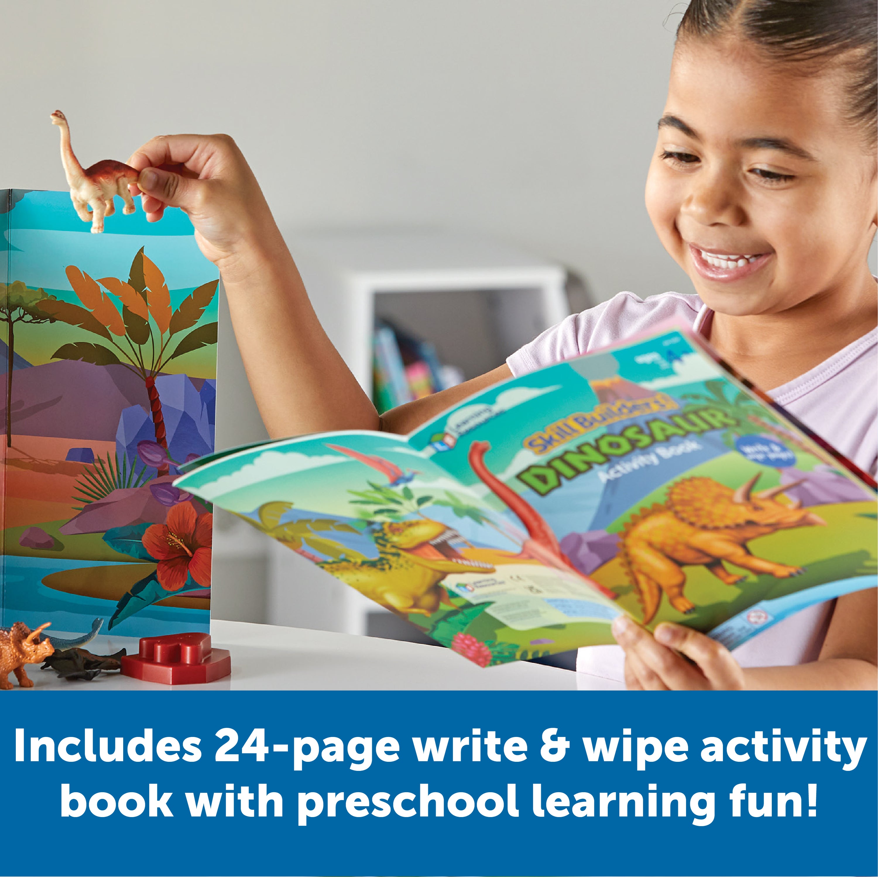 Learning Resources Skill Builders! Dinosaurs, Preschool Dinosaur Learning Set with Fossils, Puzzles, and Activity Book, Ages 4+