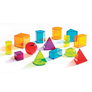 Learning Resources View-Thru Geometric Solids, Set of 14, Ages 8+, Transparent 3D Shapes for Geometry & Volume Exploration