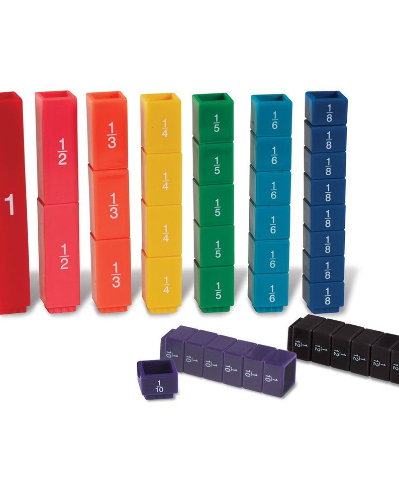 Learning Resources Fraction Tower Fraction Cubes, 51-Piece Colour-Coded Maths Set, Interlocking Cubes for Hands-On Fraction Learning