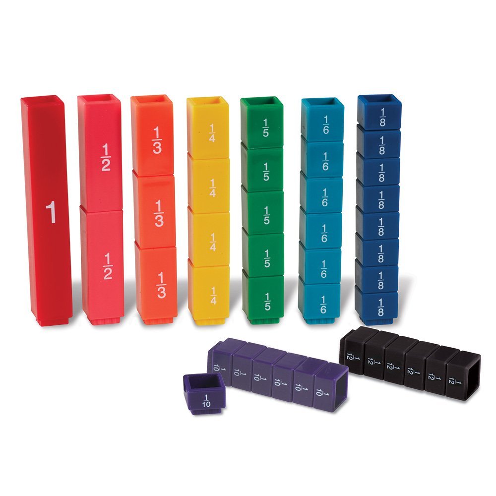 Learning Resources Fraction Tower Fraction Cubes, 51-Piece Colour-Coded Maths Set, Interlocking Cubes for Hands-On Fraction Learning