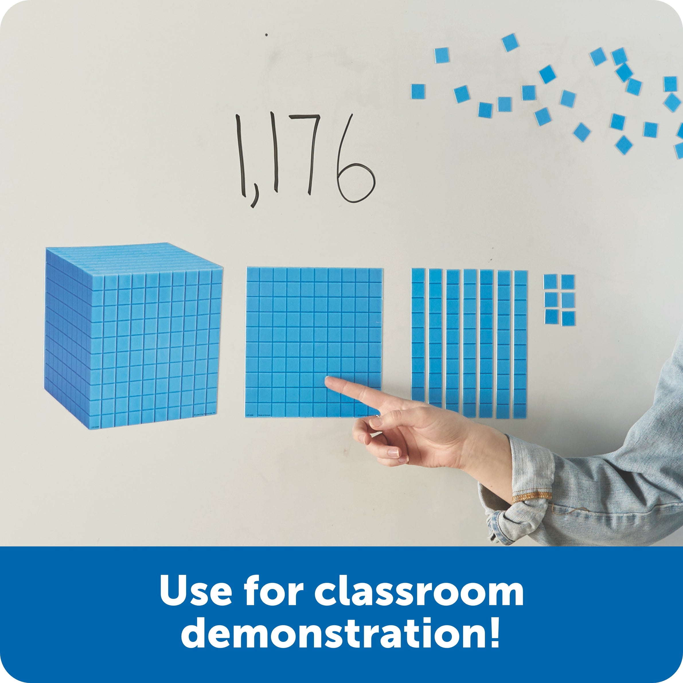 Learning Resources Giant Magnetic Base Ten Set, Classroom Demonstration Kit for Teaching Place Value, Fractions, and Decimals, 131-Piece Maths Manipulative Set
