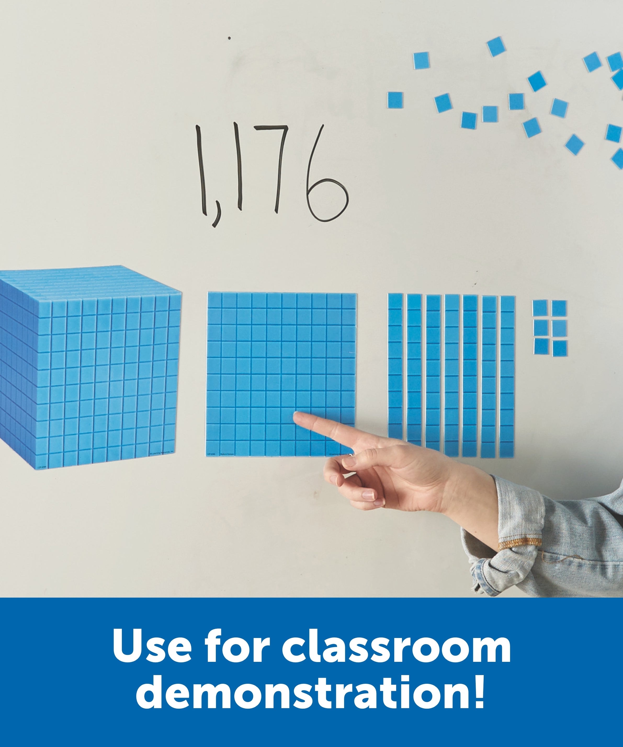 Learning Resources Giant Magnetic Base Ten Set, Classroom Demonstration Kit for Teaching Place Value, Fractions, and Decimals, 131-Piece Maths Manipulative Set