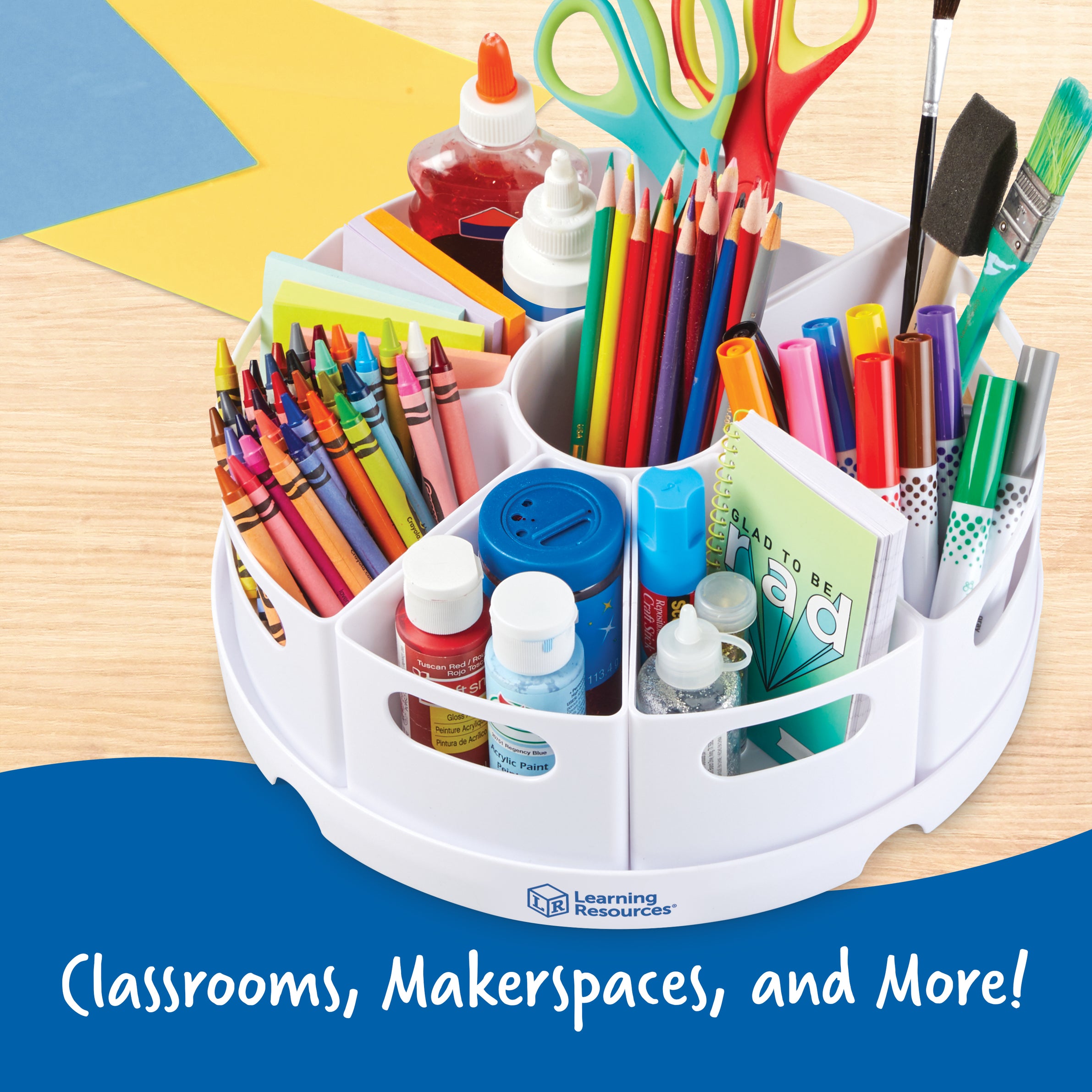 Learning Resources Create-a-Space Storage Centre, White, Rotating Desk Organizer with 8 Removable Containers, Classroom and Home Office Storage Solution