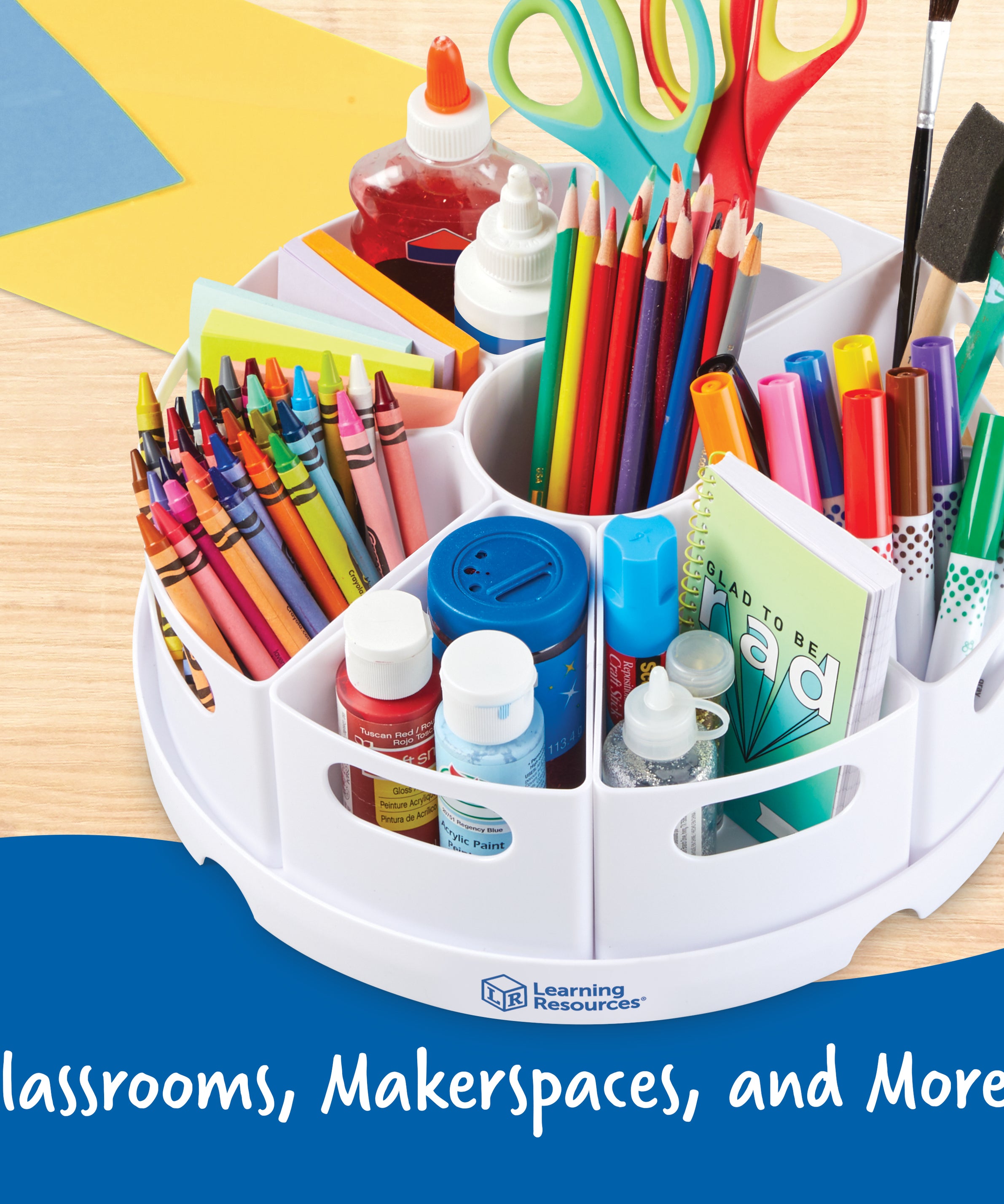 Learning Resources Create-a-Space Storage Centre, White, Rotating Desk Organizer with 8 Removable Containers, Classroom and Home Office Storage Solution
