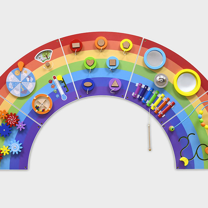VIGA Rainbow Wall Activity Panel, Montessori Sensory Busy Board with Gears, Xylophone, Mirrors & More, Builds Motor Skills, Logic & Social Play, Eco-Friendly & Non-Toxic, for Boys & Girls Ages 18M+