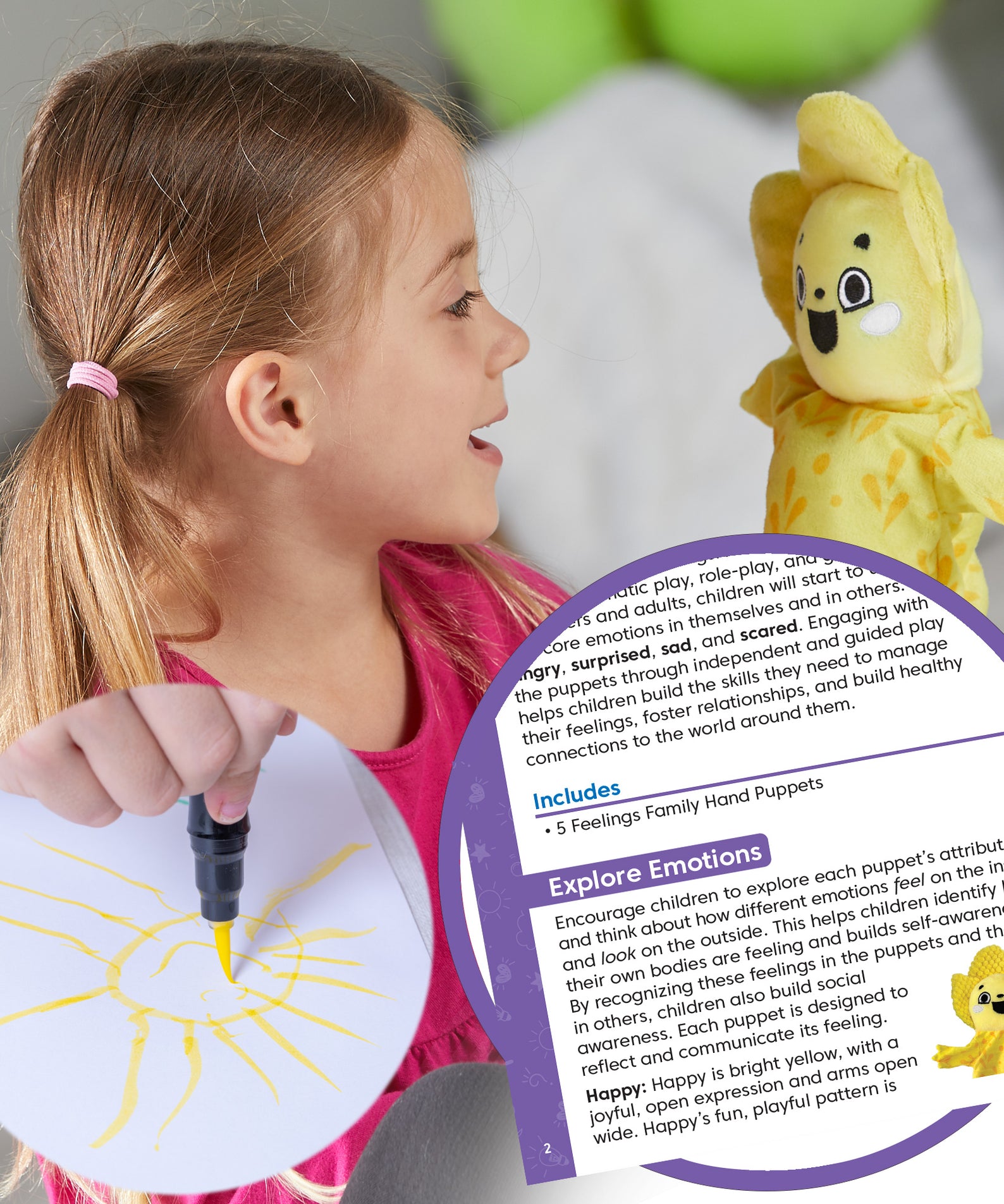 Learning Resources Feelings Family Hand Puppets, Set of 5 Emotion Puppets for Social Emotional Learning, Tactile Sensory Play & Storytelling, Ideal for Home & Classroom, Ages 18 Months+