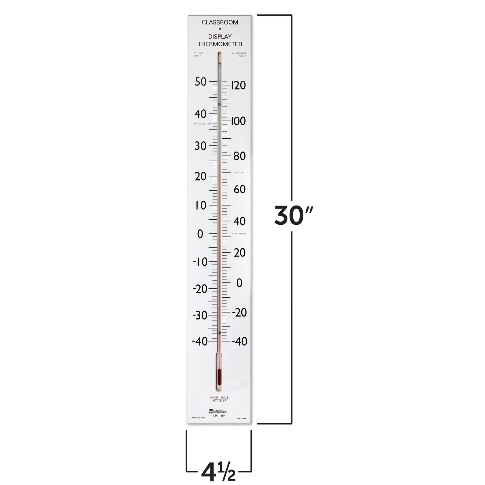 Learning Resources Giant Classroom Thermometer, 76cm Wall-Mountable Indoor/Outdoor Thermometer with Celsius & Fahrenheit Scales, Durable, Break-Resistant Design, For Kids Ages 6+