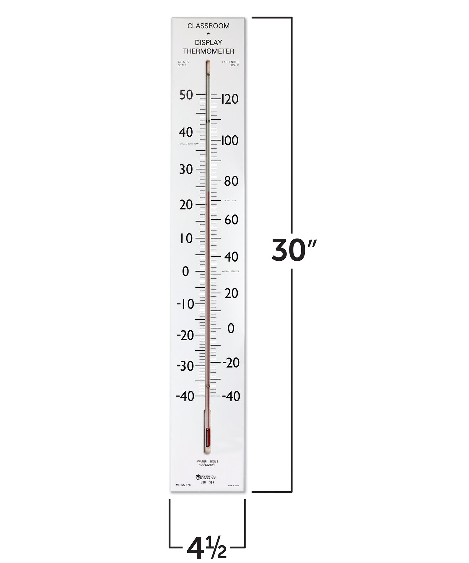 Learning Resources Giant Classroom Thermometer, 76cm Wall-Mountable Indoor/Outdoor Thermometer with Celsius & Fahrenheit Scales, Durable, Break-Resistant Design, For Kids Ages 6+