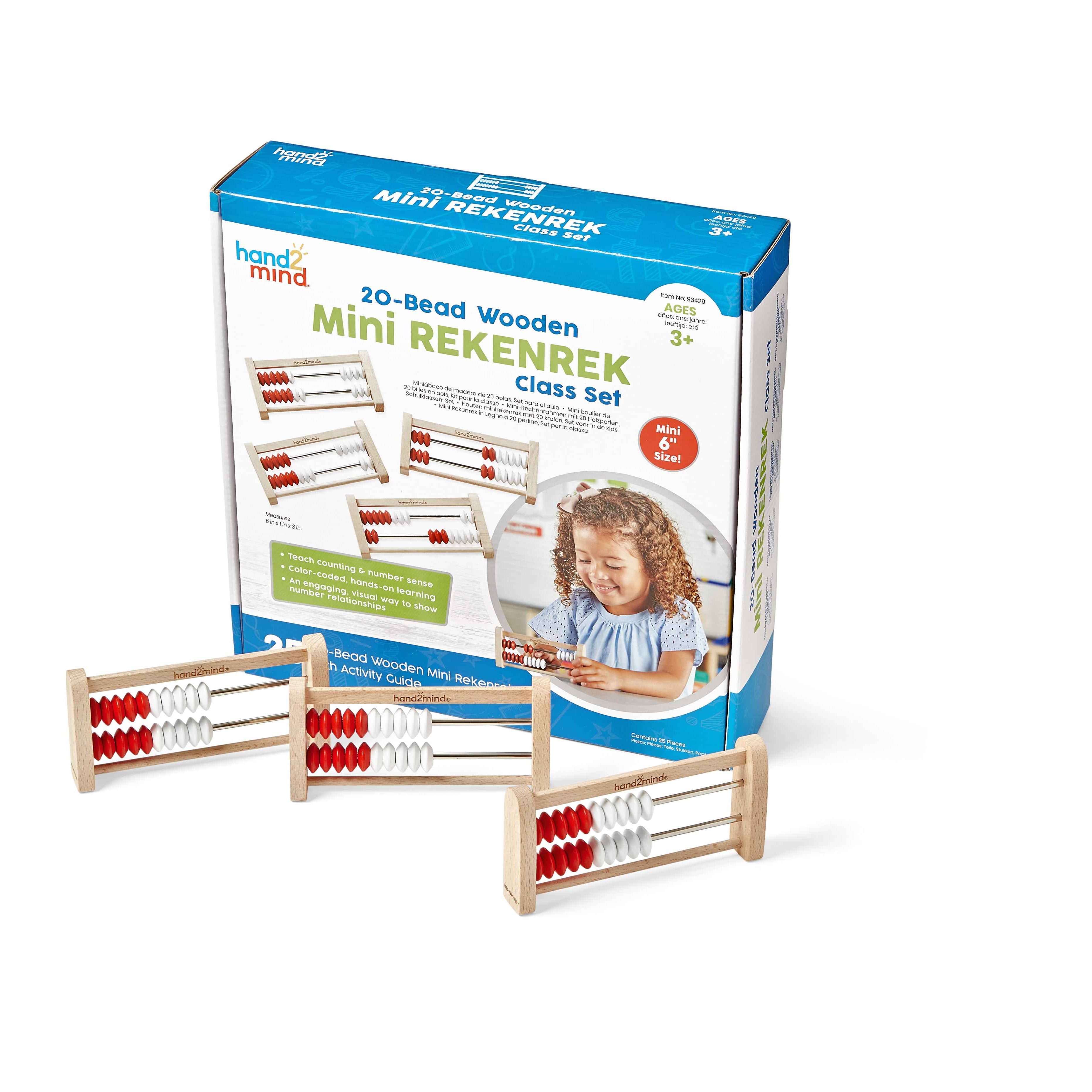 Learning Resources Mini 20-Bead Rekenrek, Set of 25, Hands-On Math Manipulatives for Counting, Addition, and Subtraction, Early Years and Primary School Classroom Resource, Ages 3+