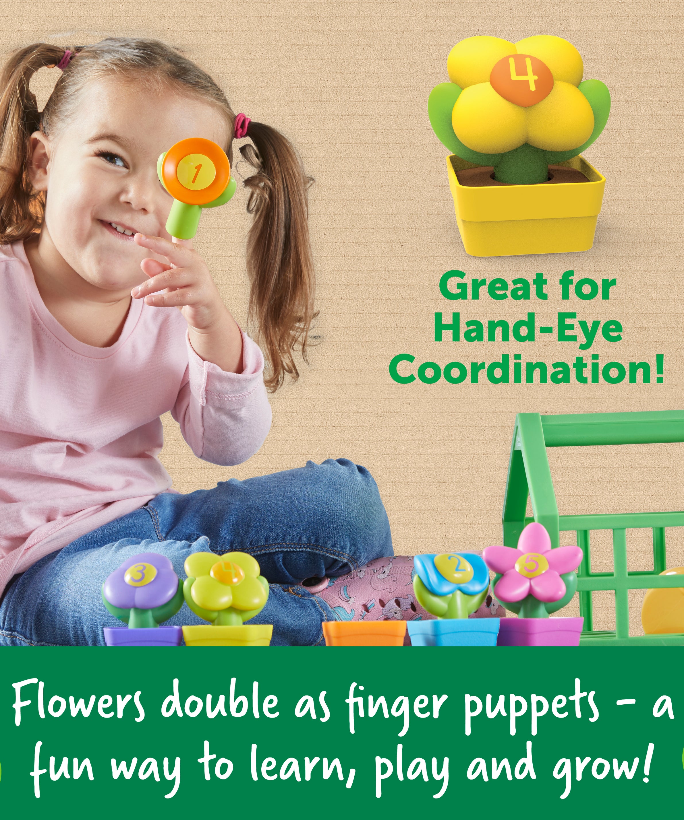 Learning Resources Growing Greenhouse Colour and Number Playset, Counting and Colour Matching Toy for Toddlers, Sustainable Preschool Toy Set for Ages 18 Months+