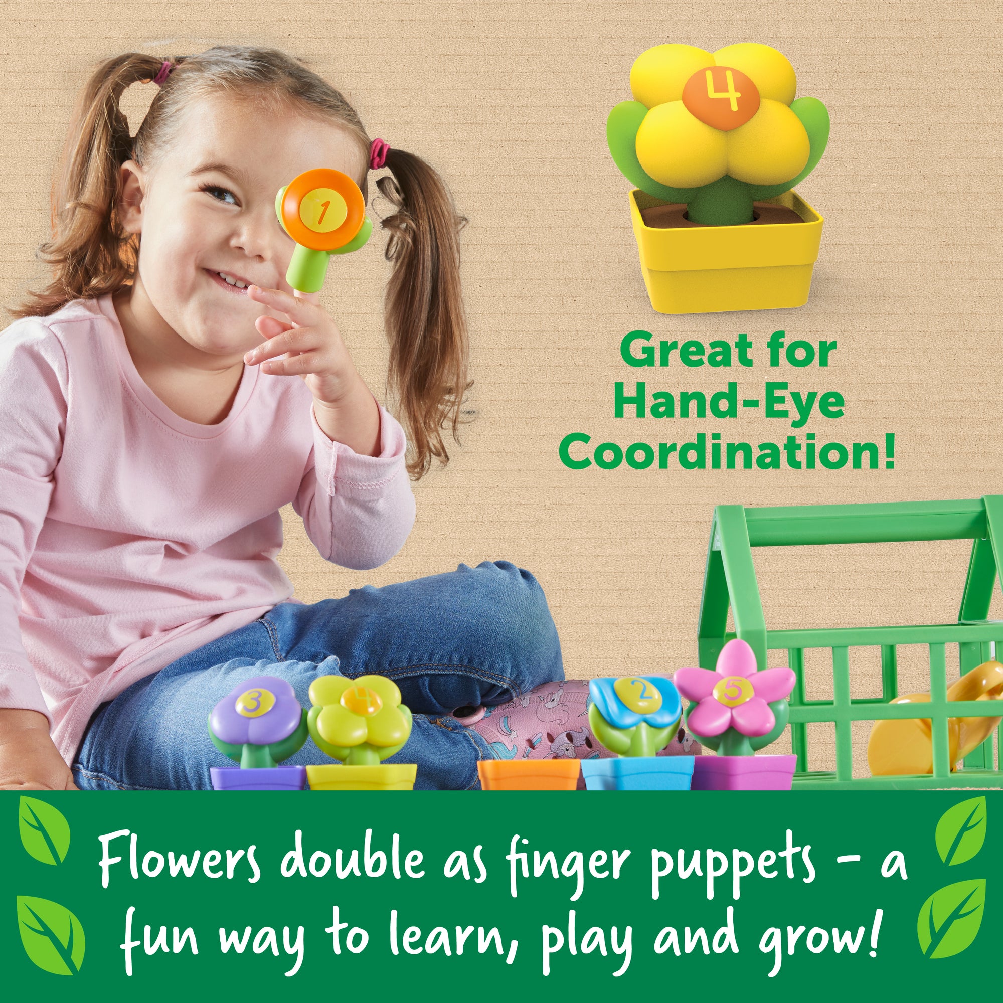 Learning Resources Growing Greenhouse Colour and Number Playset, Counting and Colour Matching Toy for Toddlers, Sustainable Preschool Toy Set for Ages 18 Months+