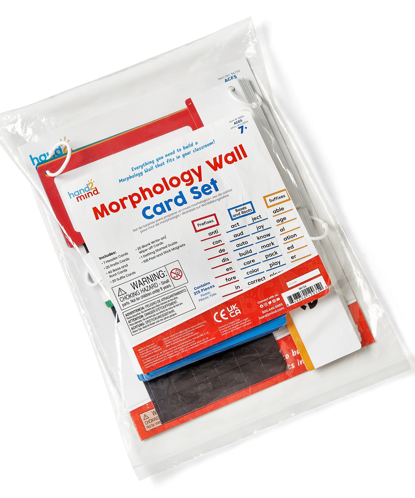 Learning Resources Morphology Wall Card Set, 215 Piece Literacy Resource for Teaching Prefixes, Suffixes, Root and Base Words, Color-Coded with Magnets and Teacher Guide, Ages 7 and Up