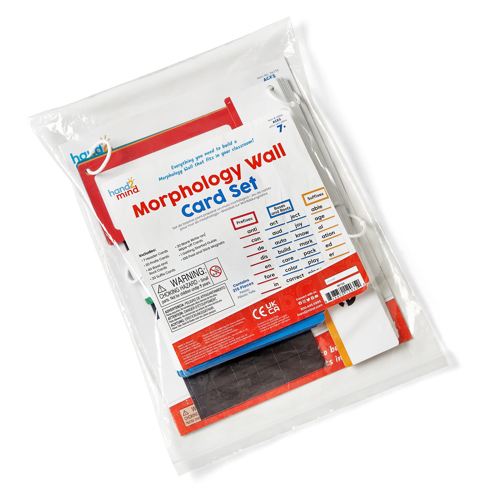 Learning Resources Morphology Wall Card Set, 215 Piece Literacy Resource for Teaching Prefixes, Suffixes, Root and Base Words, Color-Coded with Magnets and Teacher Guide, Ages 7 and Up