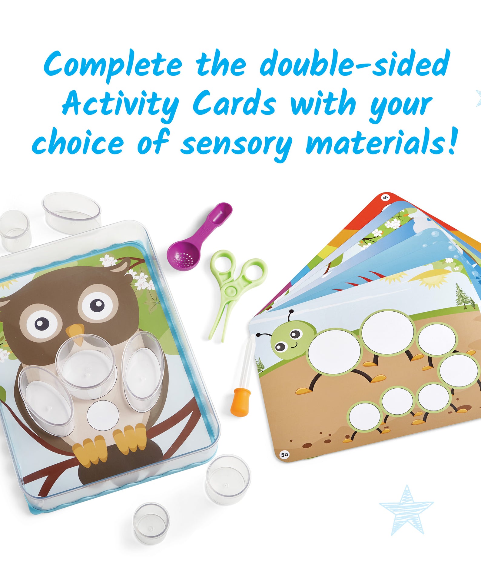 Learning Resources Create Your Play Sensory Tray, Open-Ended Sensory Play & Fine Motor Skill Development, Includes 3-Piece Tray, 14 Cups, 3 Tools & 8 Activity Cards, Easy to Clean, Ages 3+