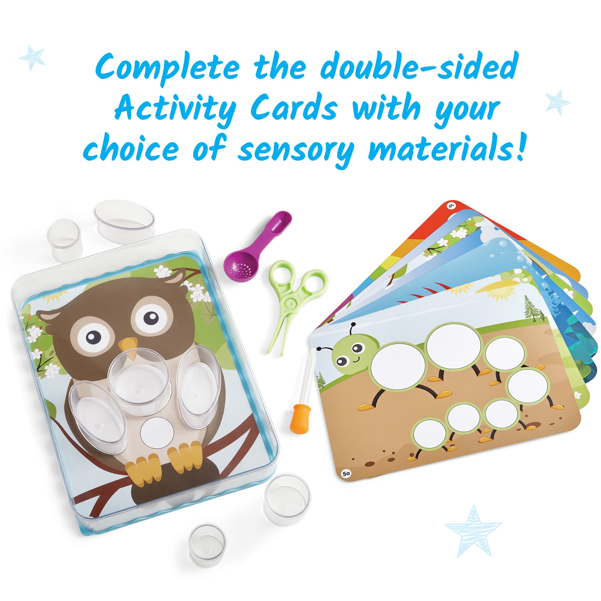 Learning Resources Create Your Play Sensory Tray, Open-Ended Sensory Play & Fine Motor Skill Development, Includes 3-Piece Tray, 14 Cups, 3 Tools & 8 Activity Cards, Easy to Clean, Ages 3+