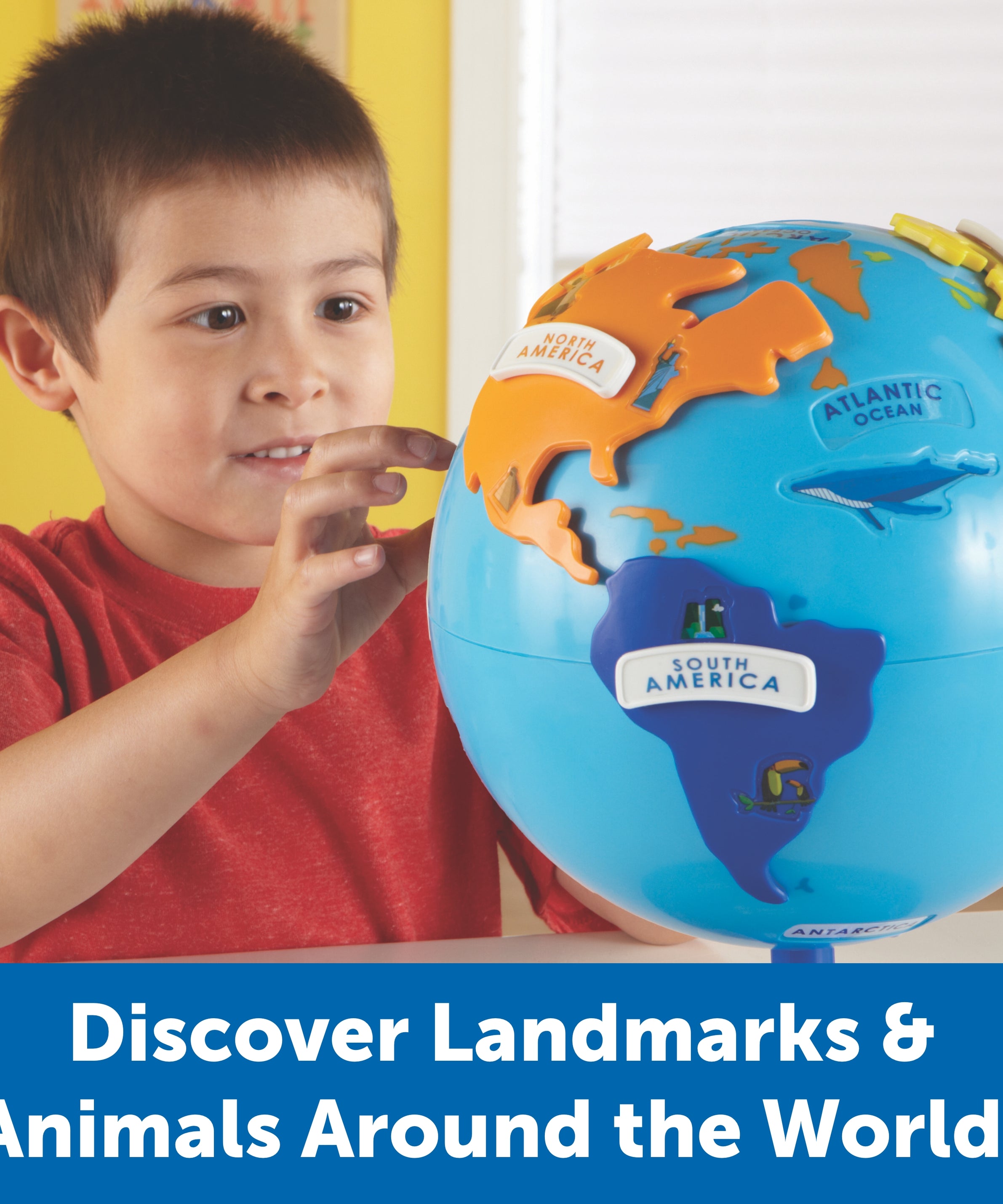 Learning Resources Puzzle Globe for Kids, Interactive Geography Toy with Removable Continents, Landmark Details and Rotating Base, Early Learning Globe for Ages 3+