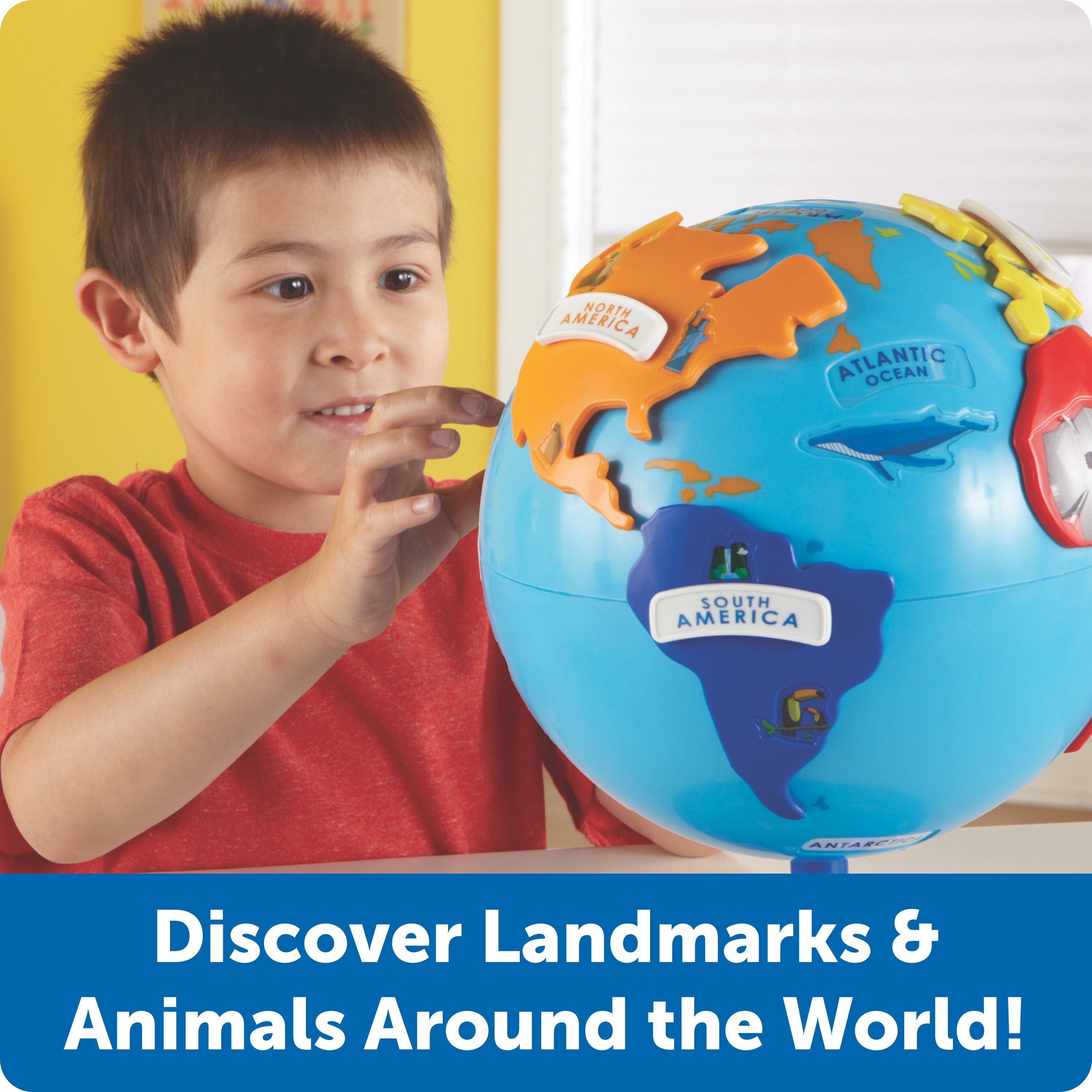Learning Resources Puzzle Globe for Kids, Interactive Geography Toy with Removable Continents, Landmark Details and Rotating Base, Early Learning Globe for Ages 3+