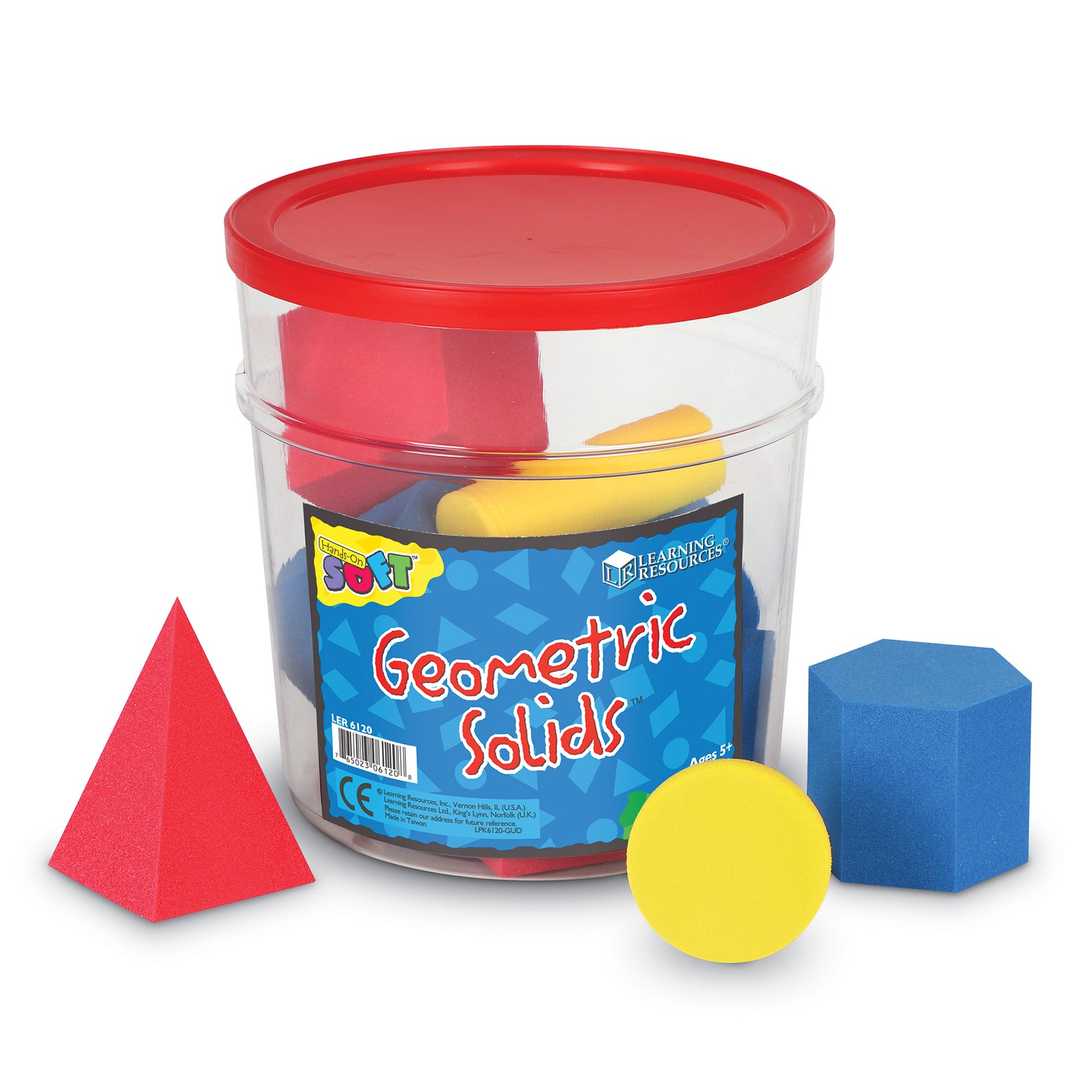 Learning Resources Hands-On Soft Geosolids, Soft Foam 3D Shapes, Set of 12, Ages 5+, Geometry Practice for Kids