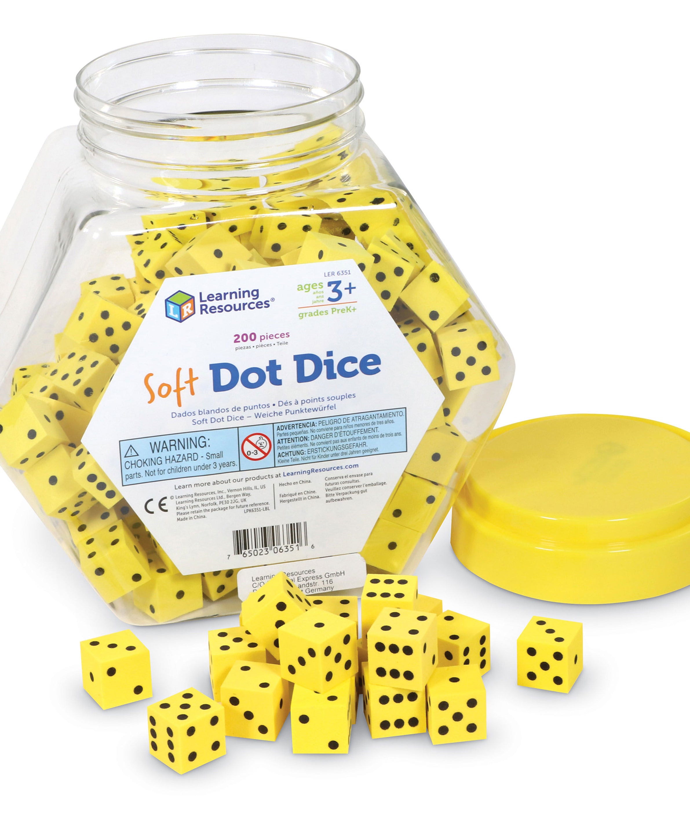 Learning Resources Soft Foam Dot Dice, Set of 200, Quiet and Durable Dice for Classroom Games, Maths Activities, and Probability Learning